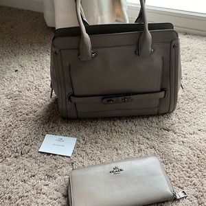 Gray Coach Satchel with matching wallet
